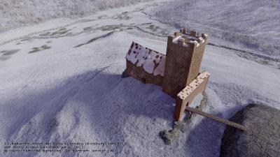 3D-Rekonstruktion Burg Kirnburg von Hans-Jürgen van Akkeren 2021 Westansicht