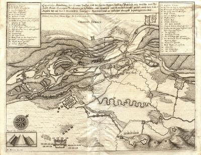 Stadtestung Breisach - Planzeichnung in Vogelperspektive von M. Merian 1638